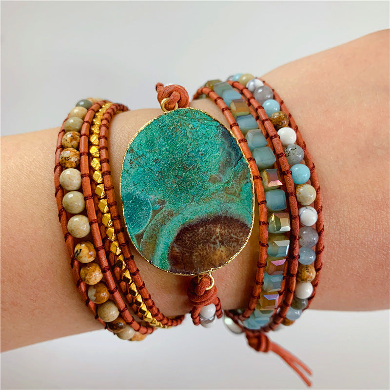 Boho Leather Beaded Wrap Bracelet (4 styles)