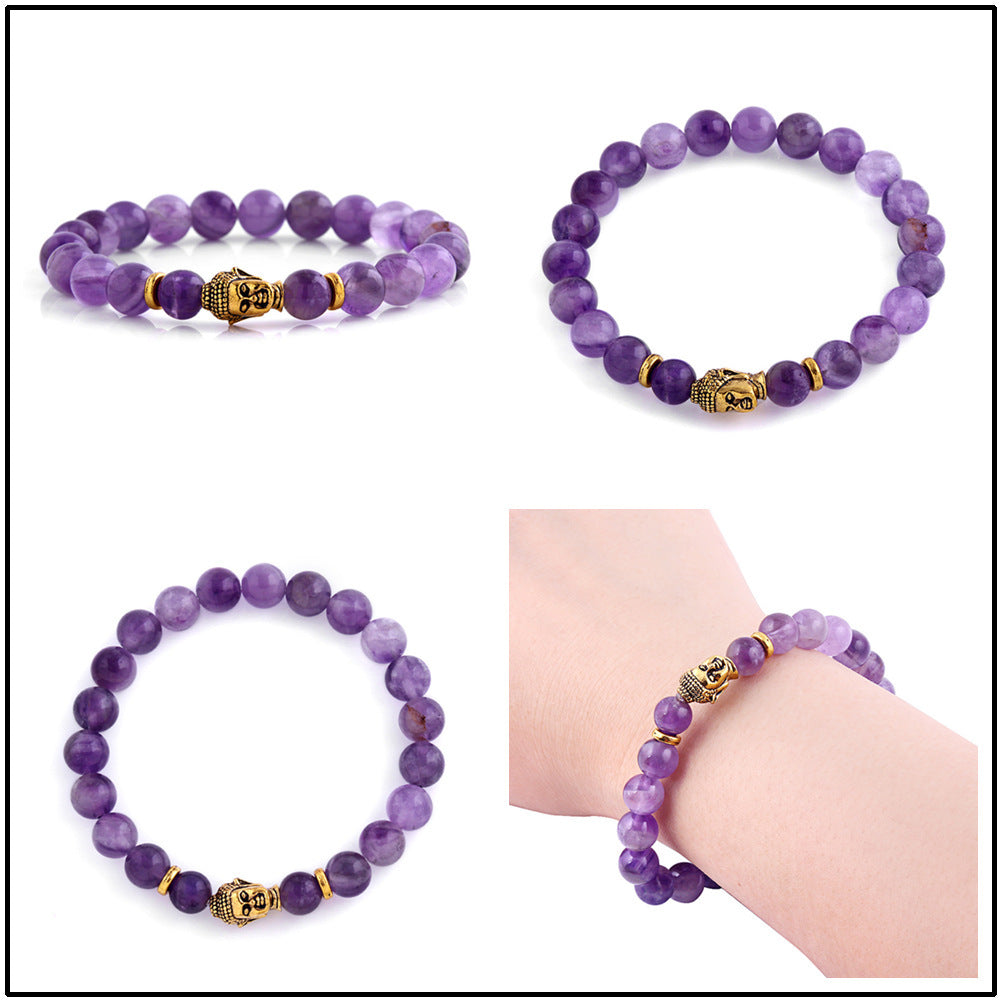 Amethyst Buddha Head Bracelet