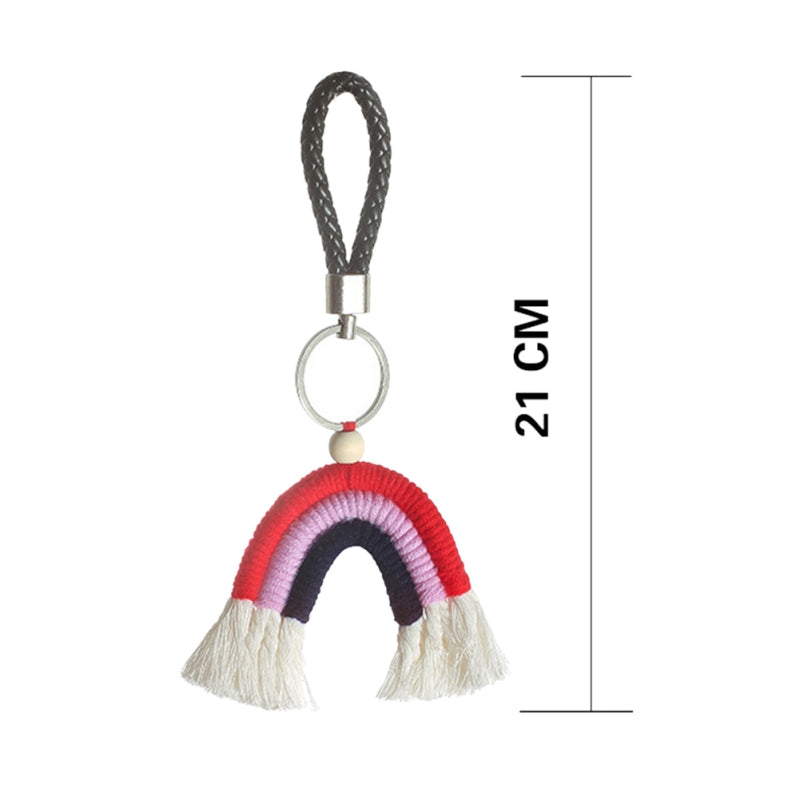 Rainbow Macrame & Wood Ornament