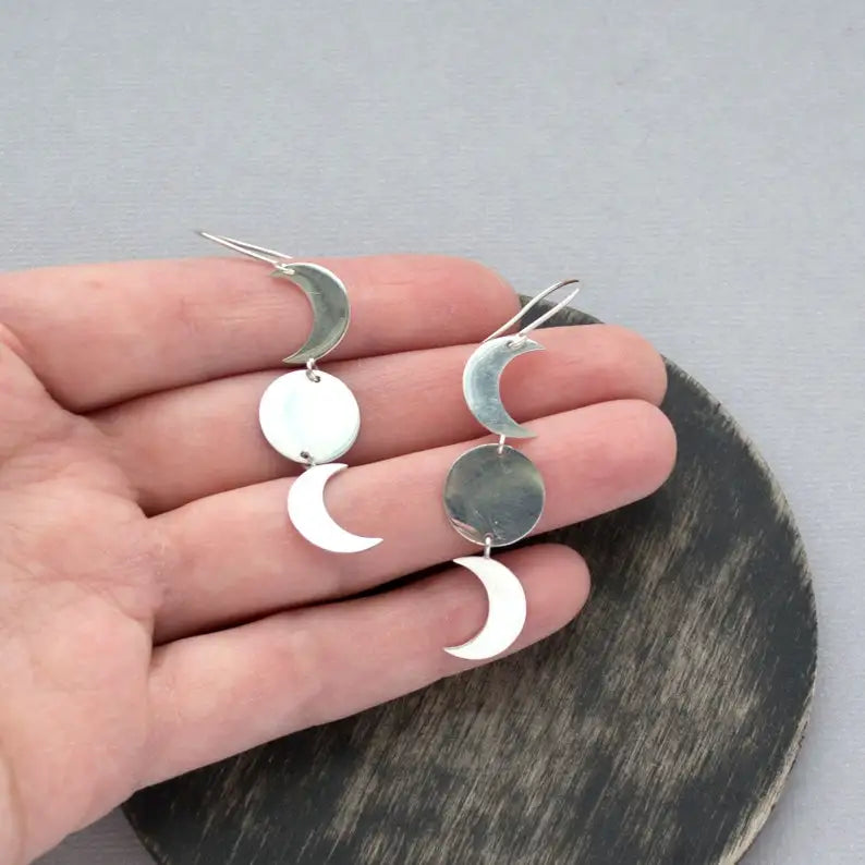 Triple Goddess Moon Phase Earrings