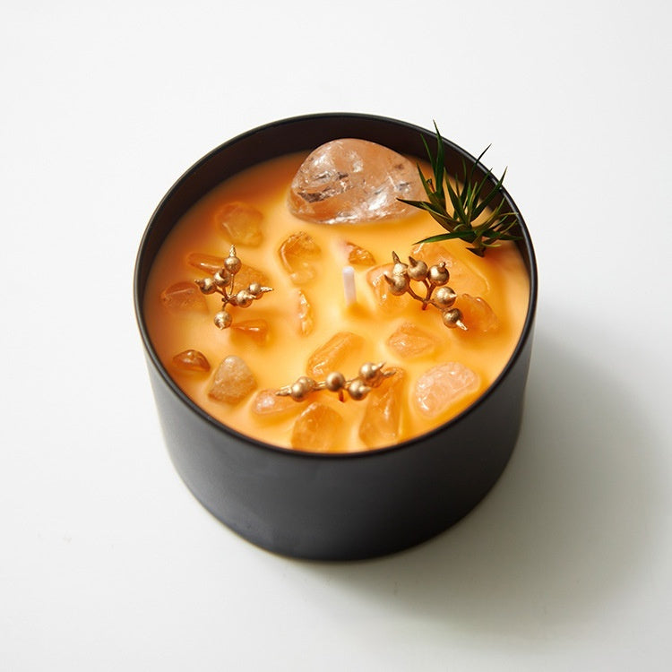 Crystal & Dried Flower Candle