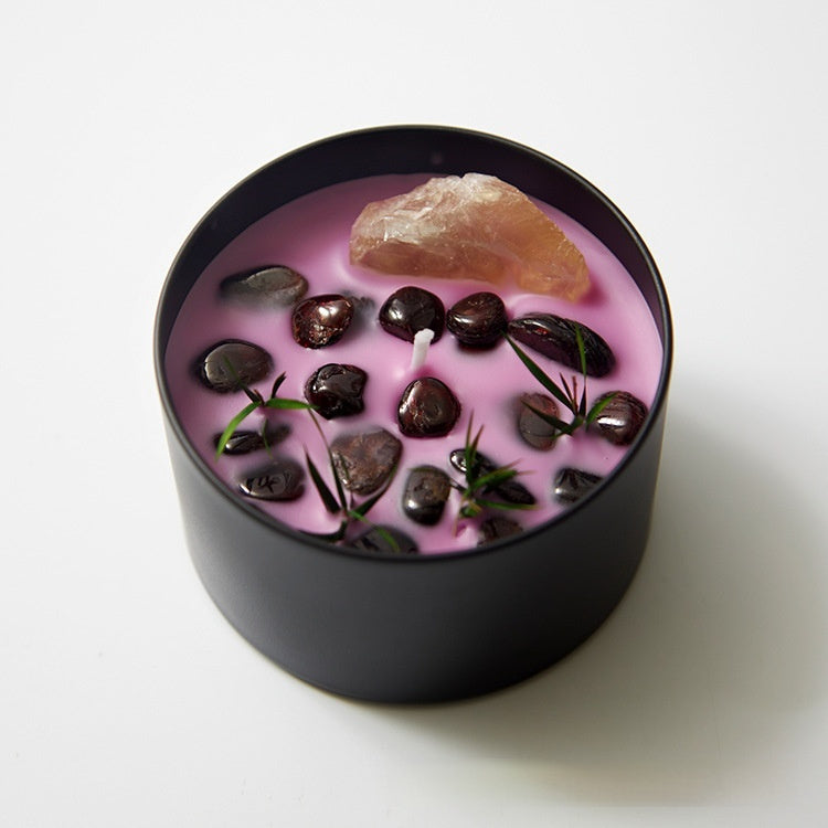 Crystal & Dried Flower Candle