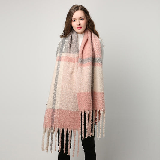 Chunky Plaid Fringe Scarf