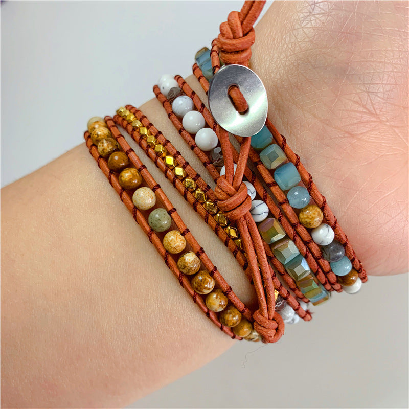 Boho Leather Beaded Wrap Bracelet (4 styles)