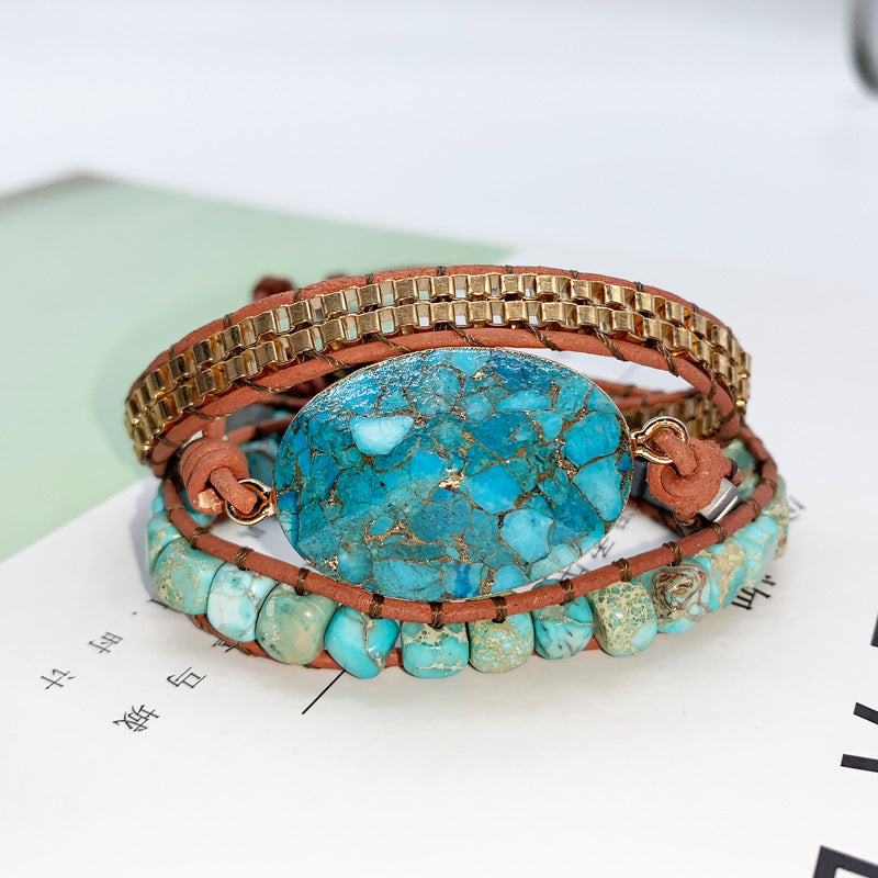 Turquoise Hand-Woven Wrap Bracelet