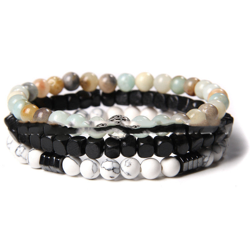 Volcanic Stone, Hematite, and Polished Agate Bracelet (11 designs)