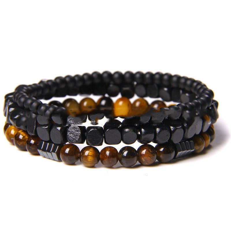 Volcanic Stone, Hematite, and Polished Agate Bracelet (11 designs)