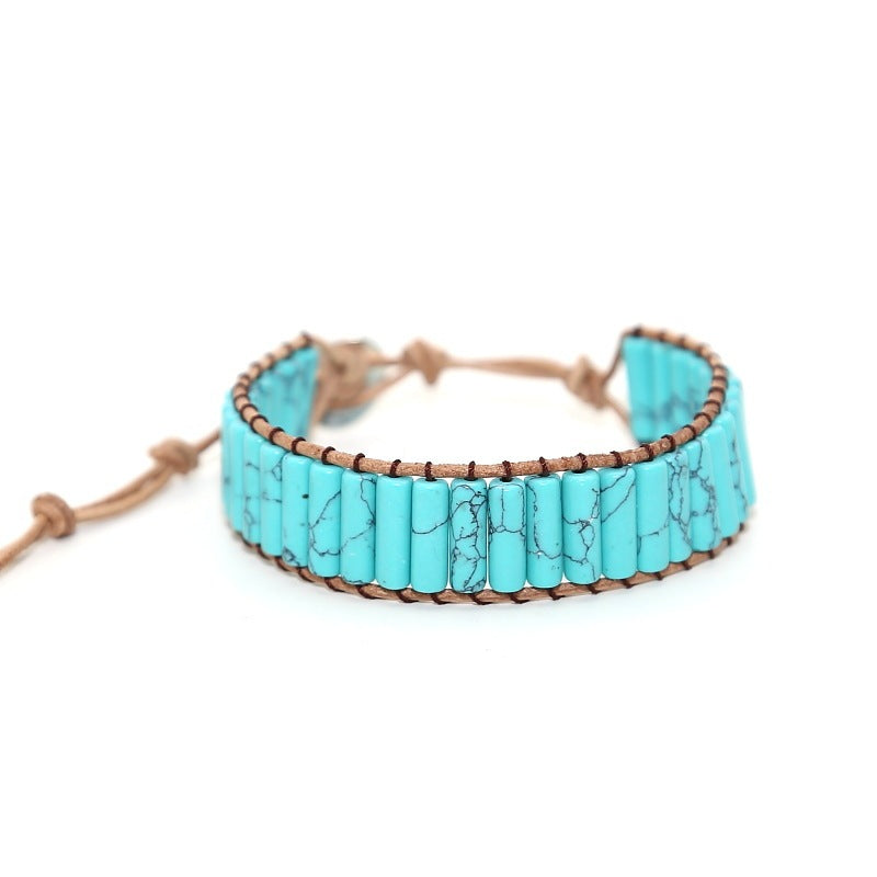 Turquoise Leather Braided Bracelet