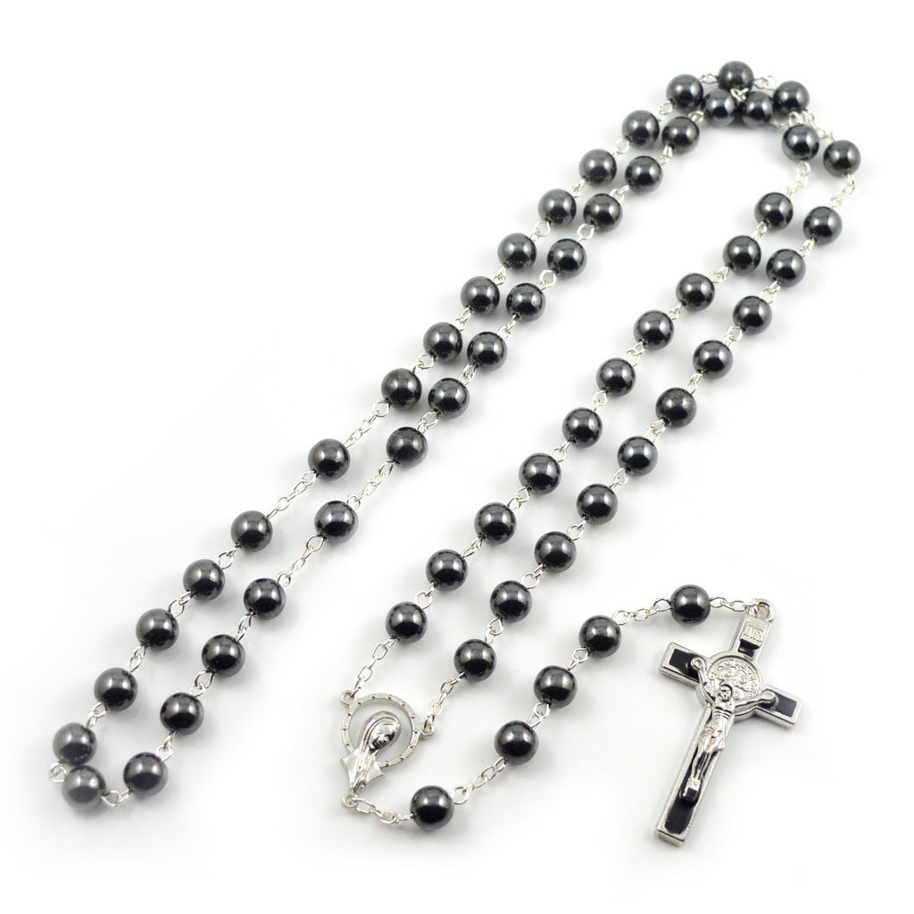 Hematite Cross Pendant Necklace