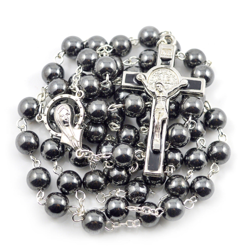 Hematite Cross Pendant Necklace