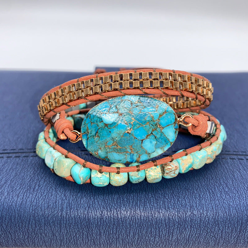 Turquoise Hand-Woven Wrap Bracelet