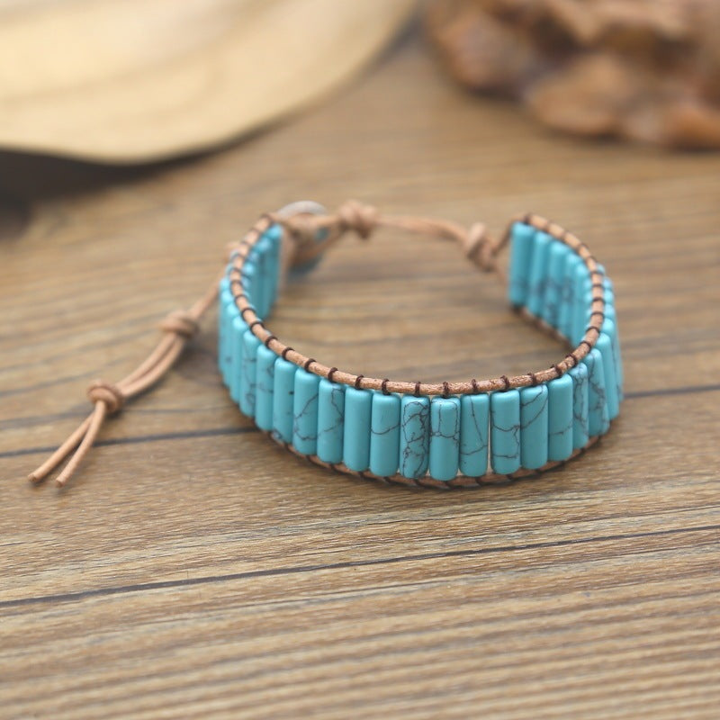 Turquoise Leather Braided Bracelet