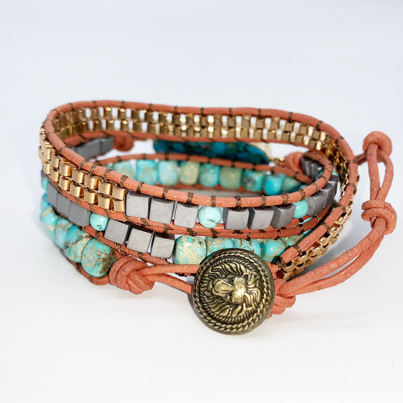 Turquoise Hand-Woven Wrap Bracelet