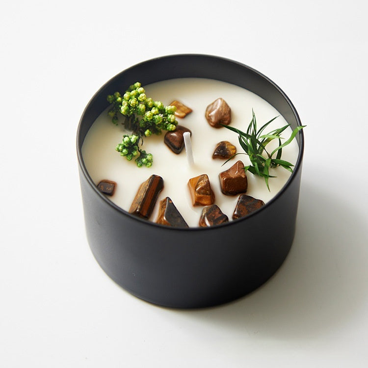 Crystal & Dried Flower Candle