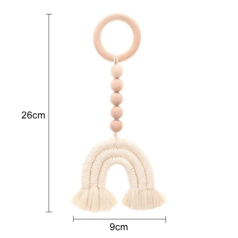 Rainbow Macrame & Wood Ornament