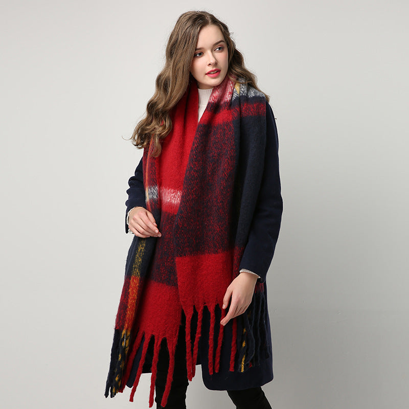 Chunky Plaid Fringe Scarf