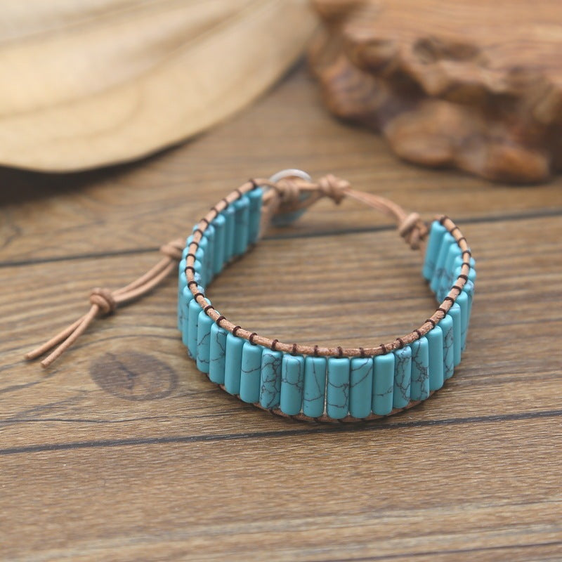 Turquoise Leather Braided Bracelet