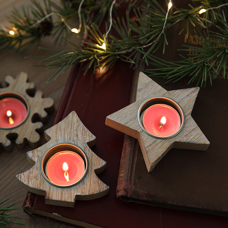 Christmas Nordic Wood Snowflake Candleholder