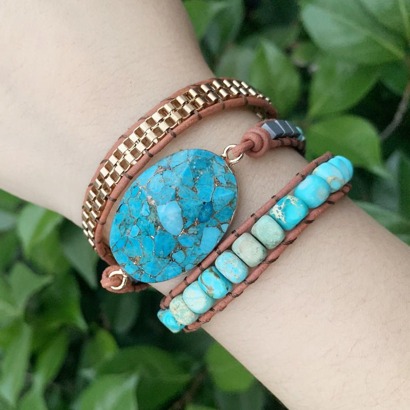 Turquoise Hand-Woven Wrap Bracelet