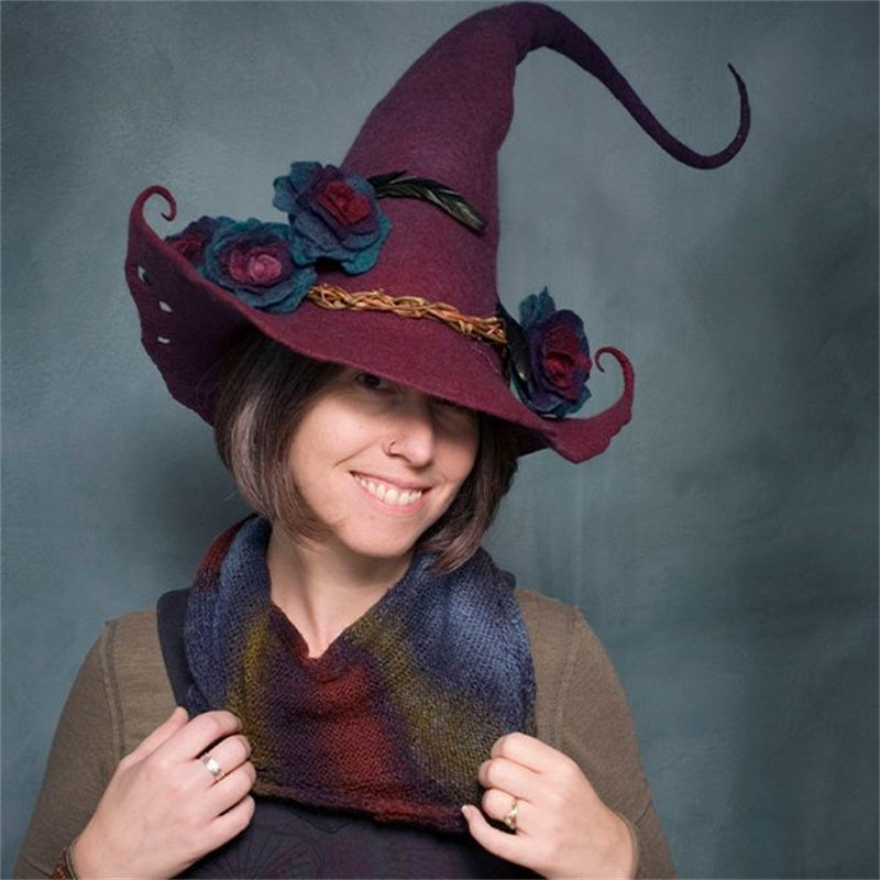 Pointed Wool Felt Witch Hat