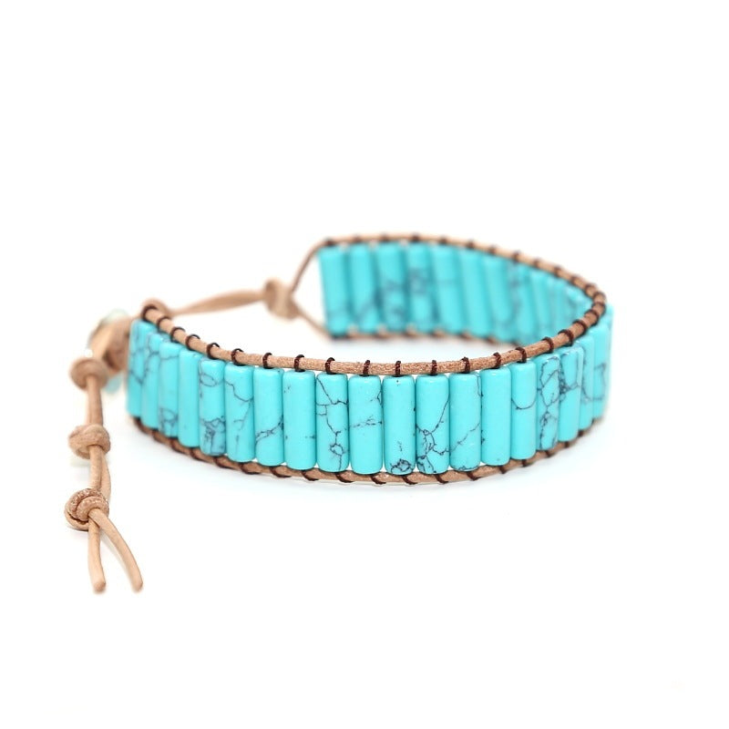 Turquoise Leather Braided Bracelet