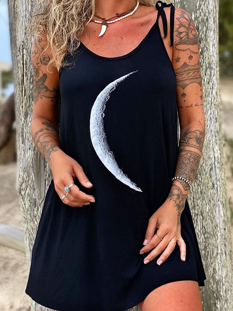 Sling Moon Sun Print Mini Dress