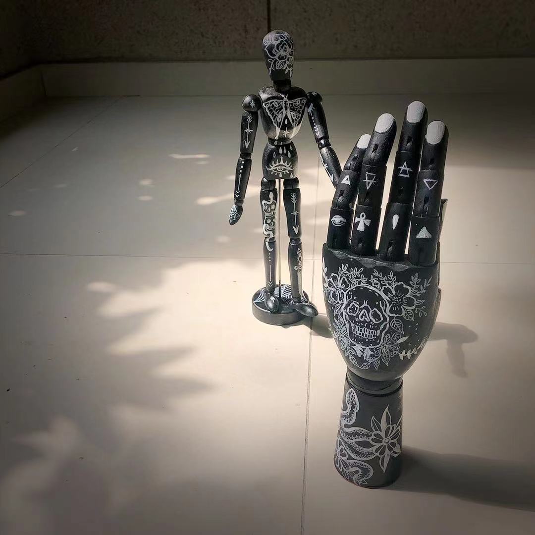 Hand Painted Vintage Wood Hand