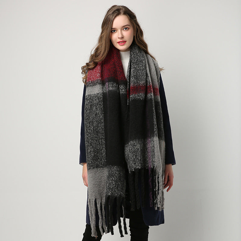 Chunky Plaid Fringe Scarf