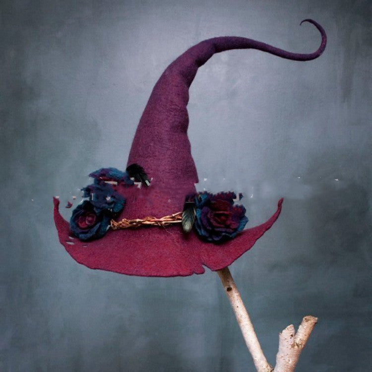 Pointed Wool Felt Witch Hat