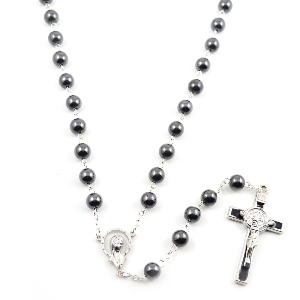 Hematite Cross Pendant Necklace