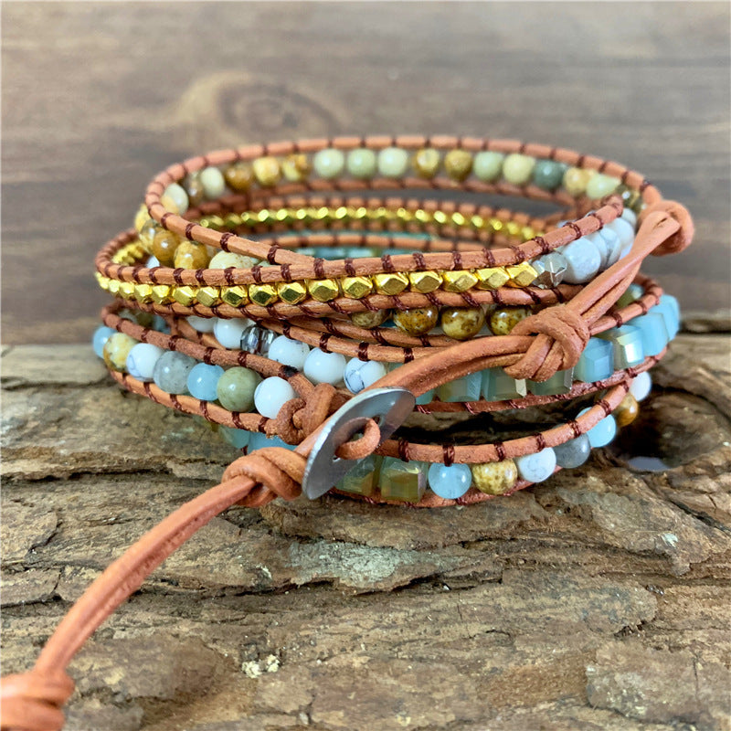 Boho Leather Beaded Wrap Bracelet (4 styles)