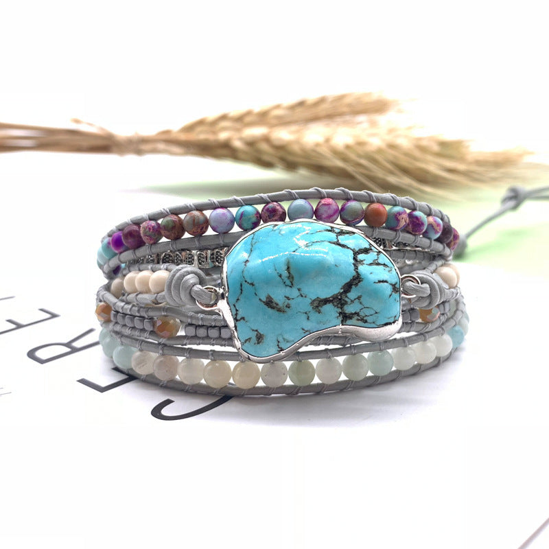 Turquoise Hand-Woven Wrap Bracelet