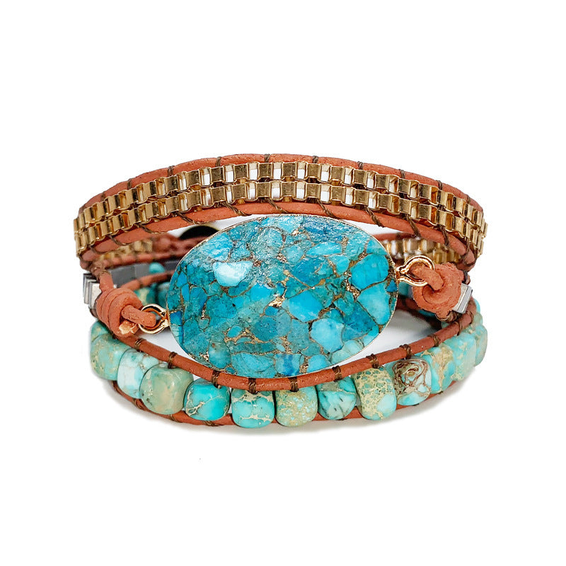 Turquoise Hand-Woven Wrap Bracelet