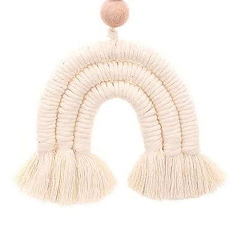 Rainbow Macrame & Wood Ornament