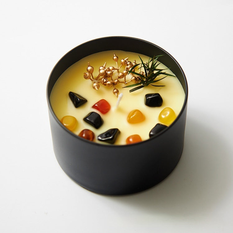 Crystal & Dried Flower Candle