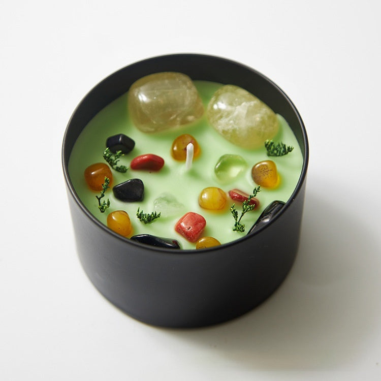 Crystal & Dried Flower Candle