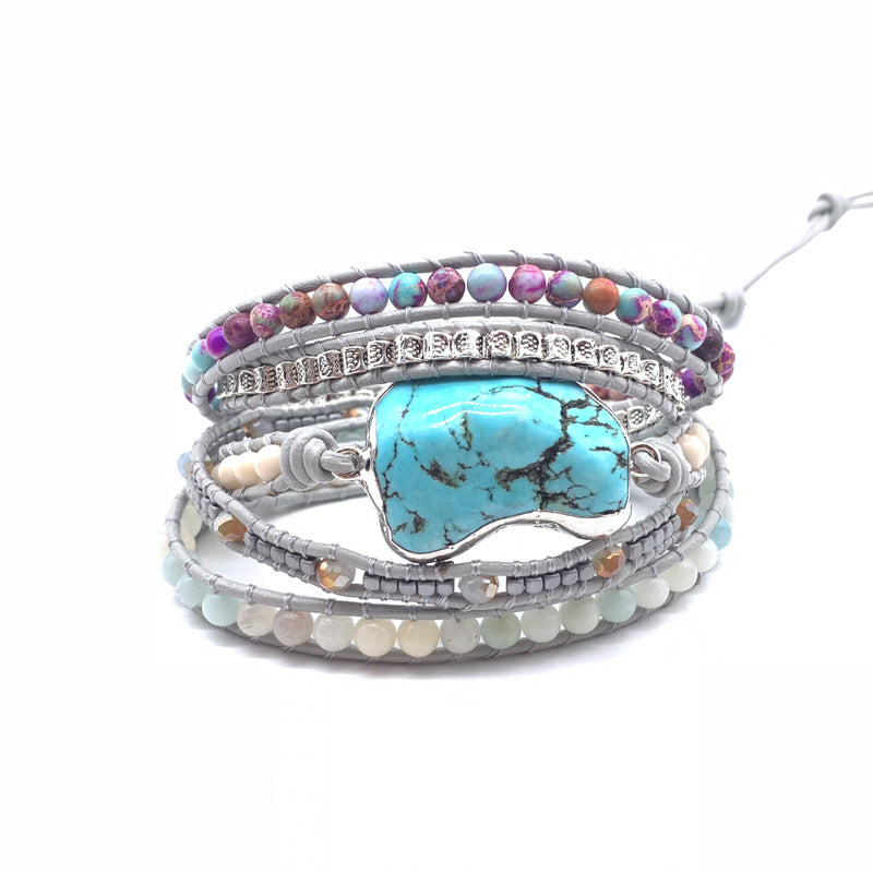 Turquoise Hand-Woven Wrap Bracelet