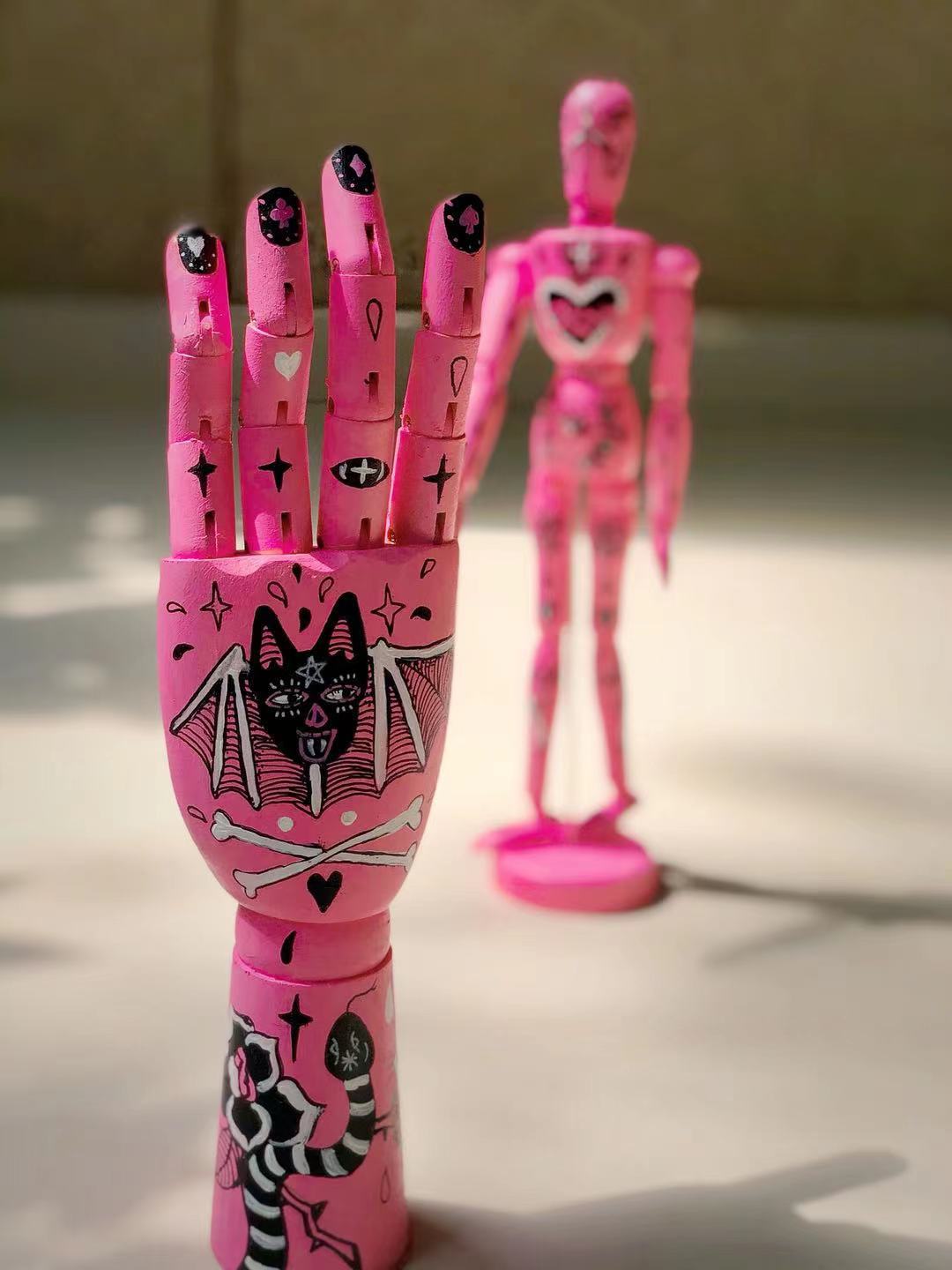 Hand Painted Vintage Wood Hand