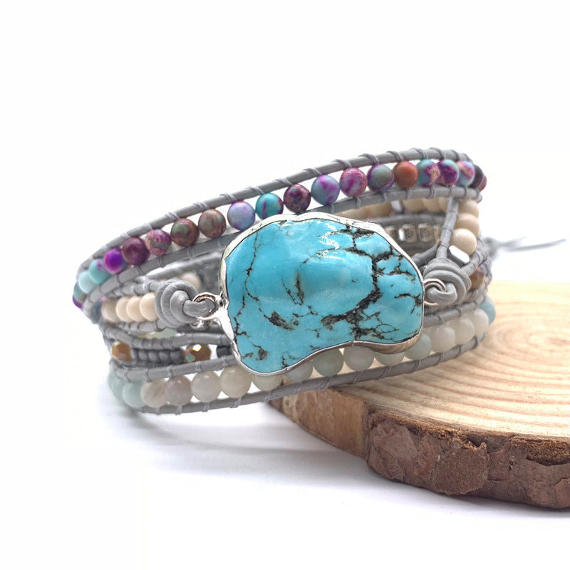 Turquoise Hand-Woven Wrap Bracelet