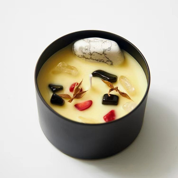 Crystal & Dried Flower Candle