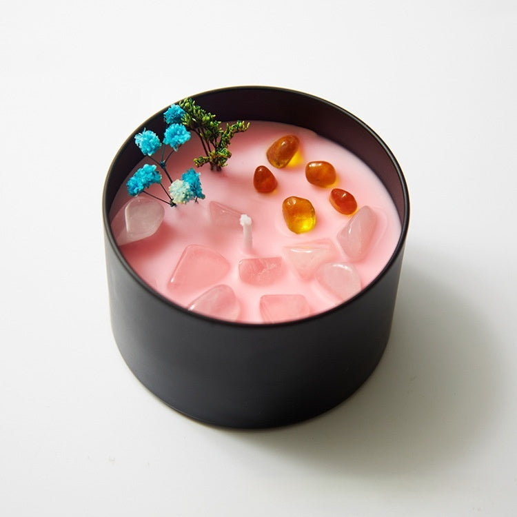 Crystal & Dried Flower Candle