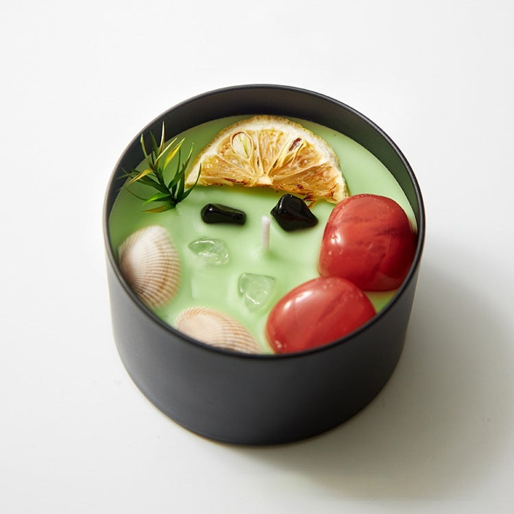 Crystal & Dried Flower Candle