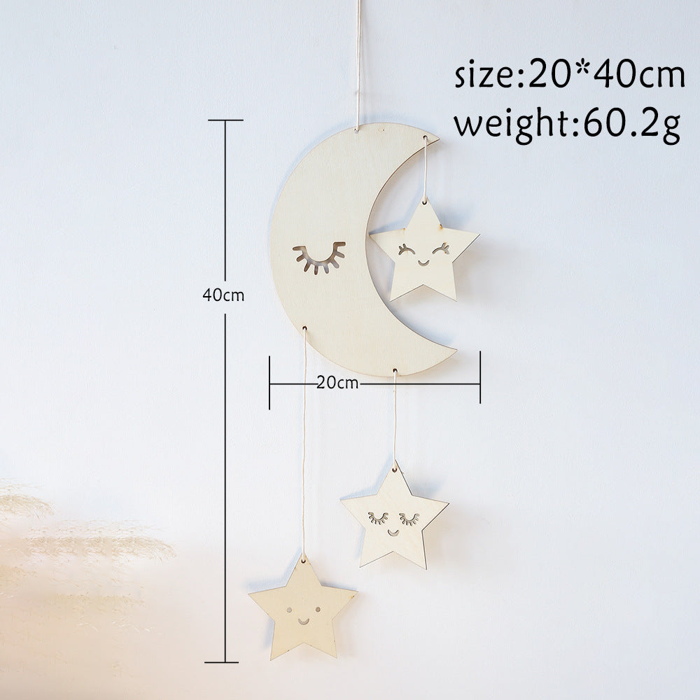 Moon and Star Wood Ornament
