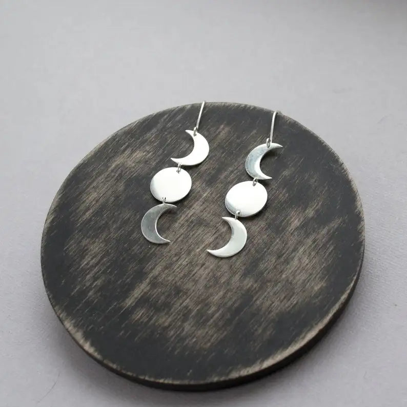 Triple Goddess Moon Phase Earrings