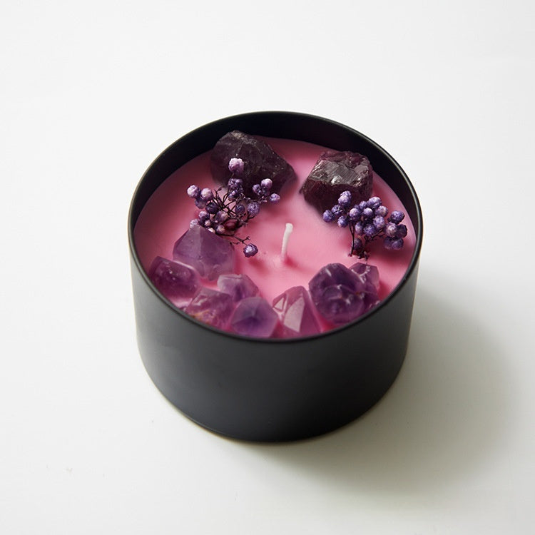 Crystal & Dried Flower Candle