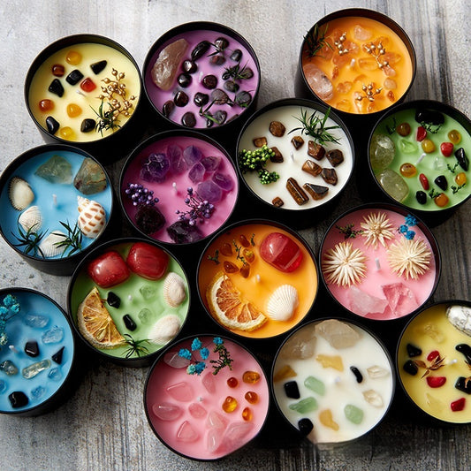 Crystal & Dried Flower Candle