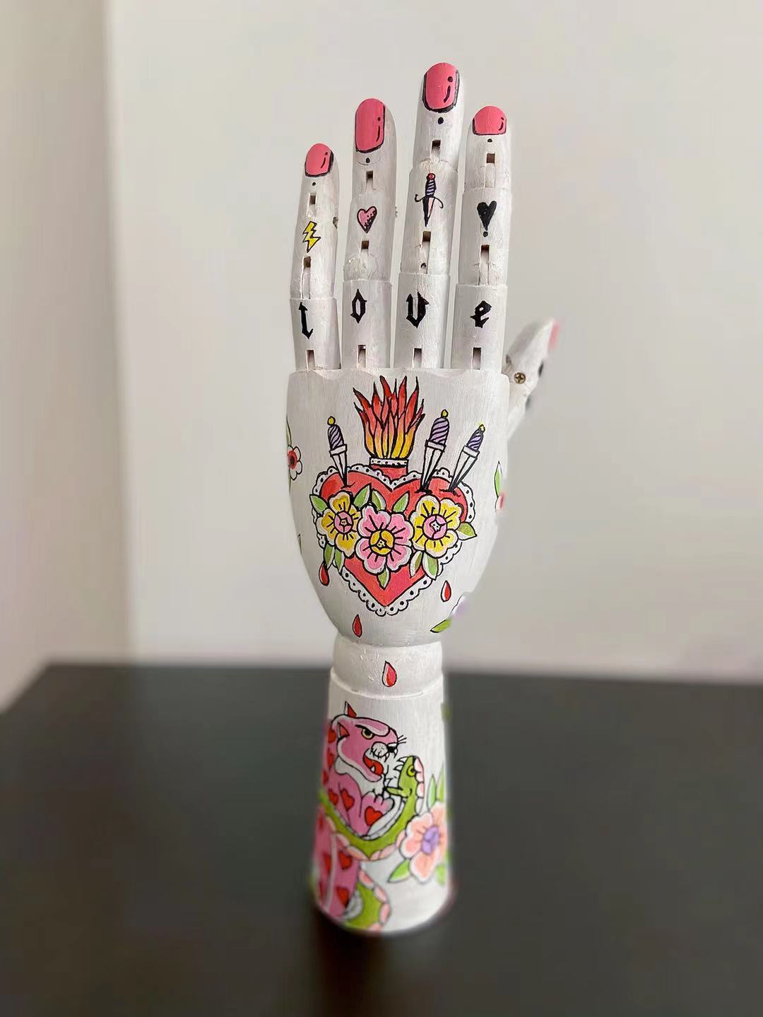 Hand Painted Vintage Wood Hand