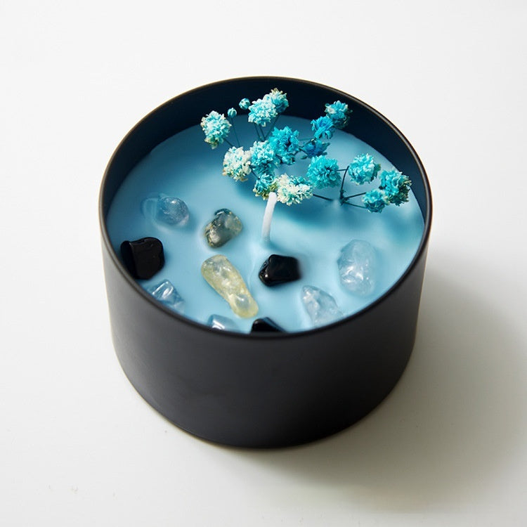 Crystal & Dried Flower Candle
