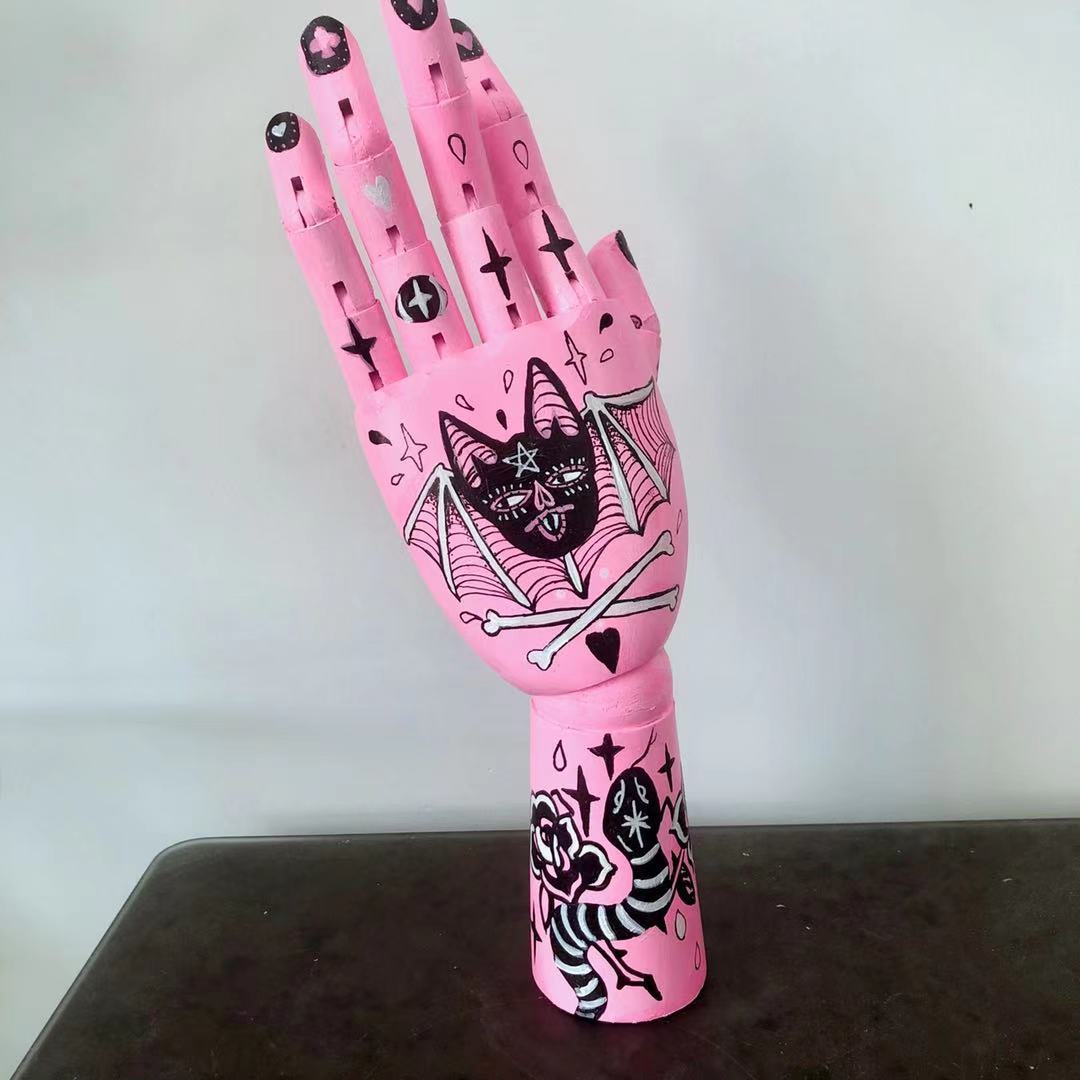 Hand Painted Vintage Wood Hand