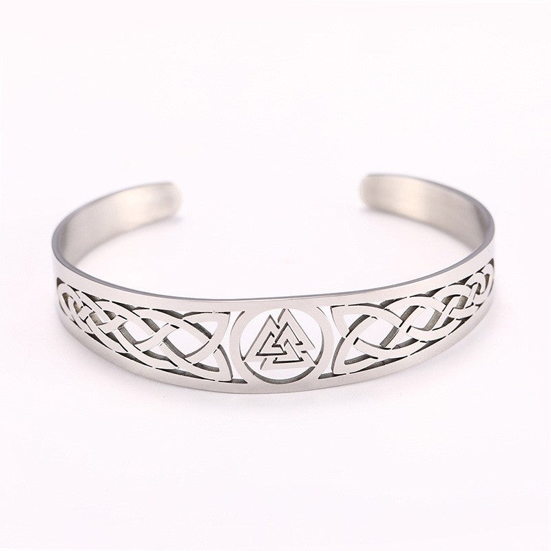 Stainless Steel Valknut Bracelet – Asgard Handcrafted Celtic Design